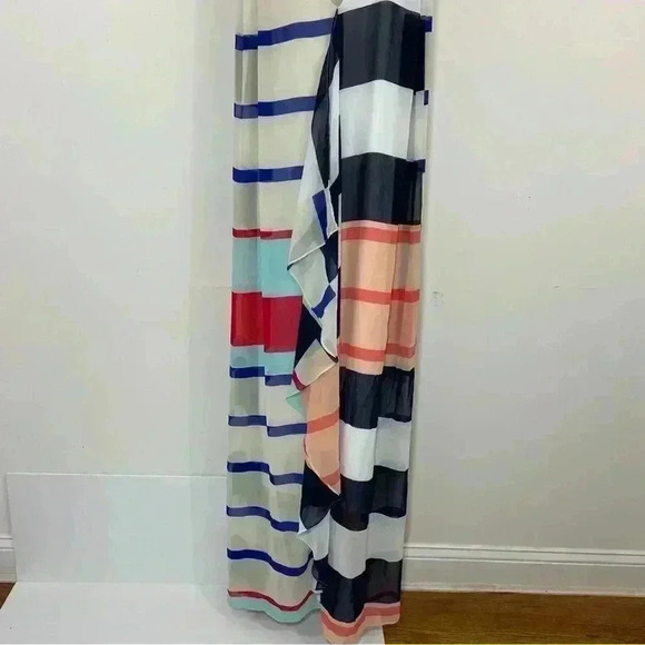 NWOT LaneBryant striped cascade chiffon maxi dress size 28 V-neck cross back - Picture 5 of 11